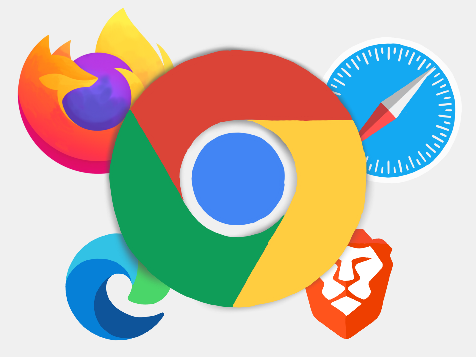 An illustration of various major browser logos.