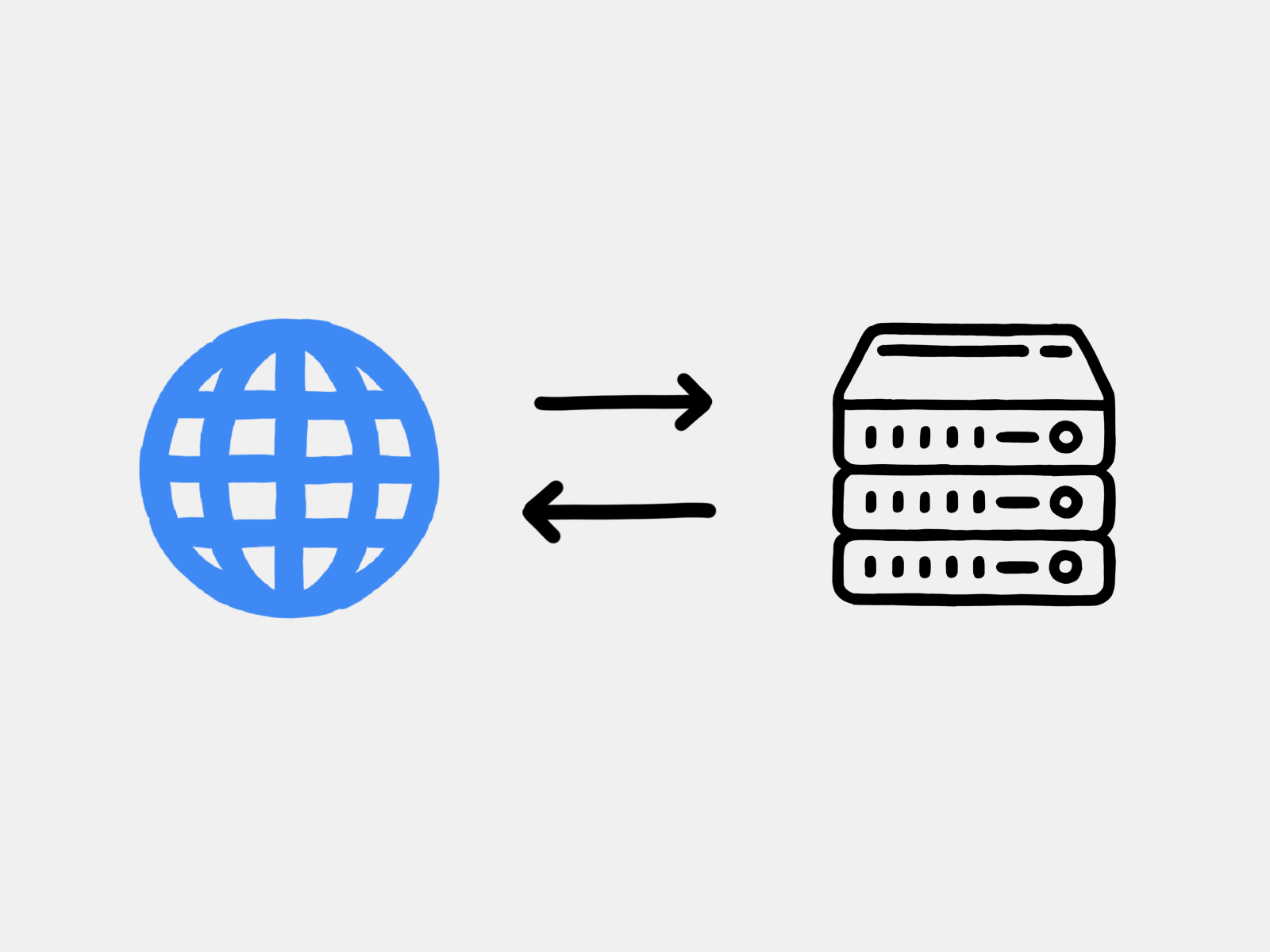 An illustration of a server communicating with the internet.