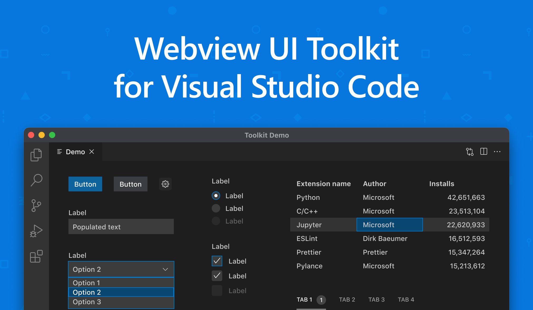 Tooltip image showing the Webview UI Toolkit components inside VS Code.